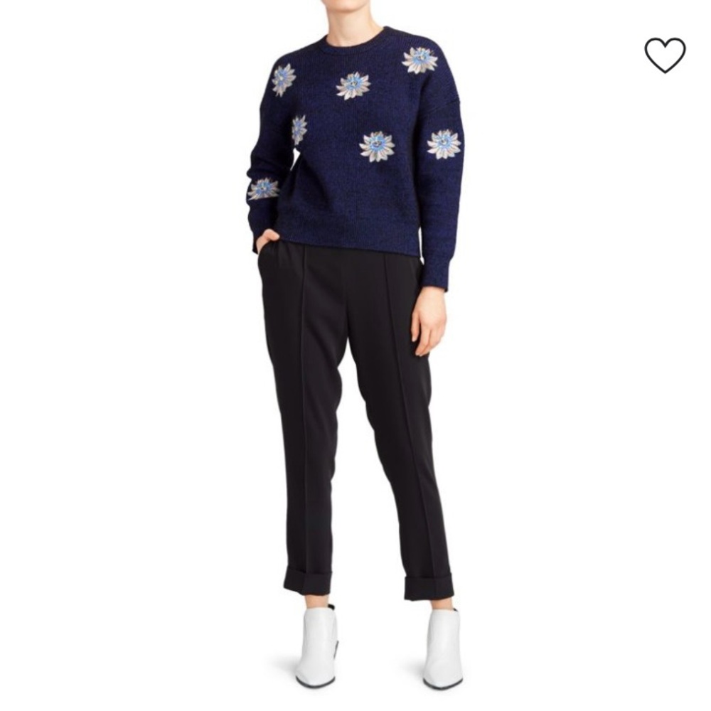 NEW KENZO Paris Passion Flower Embroidered Crewneck Sweater, Sz M